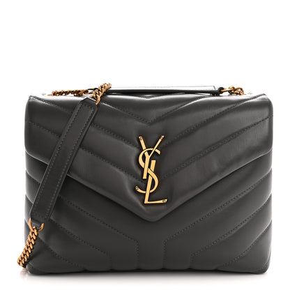 Saint Laurent Calfskin Y Quilted Monogram Small Loulou Chain Satchel Storm 1 of 11
