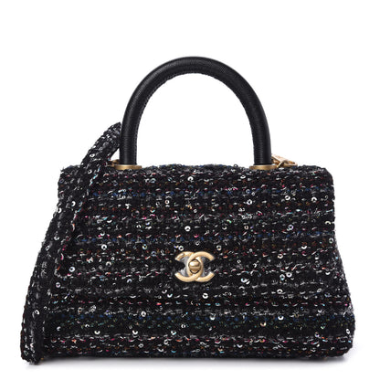 Chanel Tweed Sequin Mini Coco Handle Flap Black 1 of 10