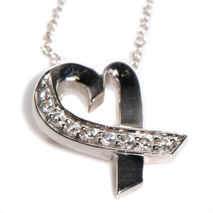 Tiffany 18K White Gold Diamond Small Paloma Picasso Loving Heart Necklace 7 of 7