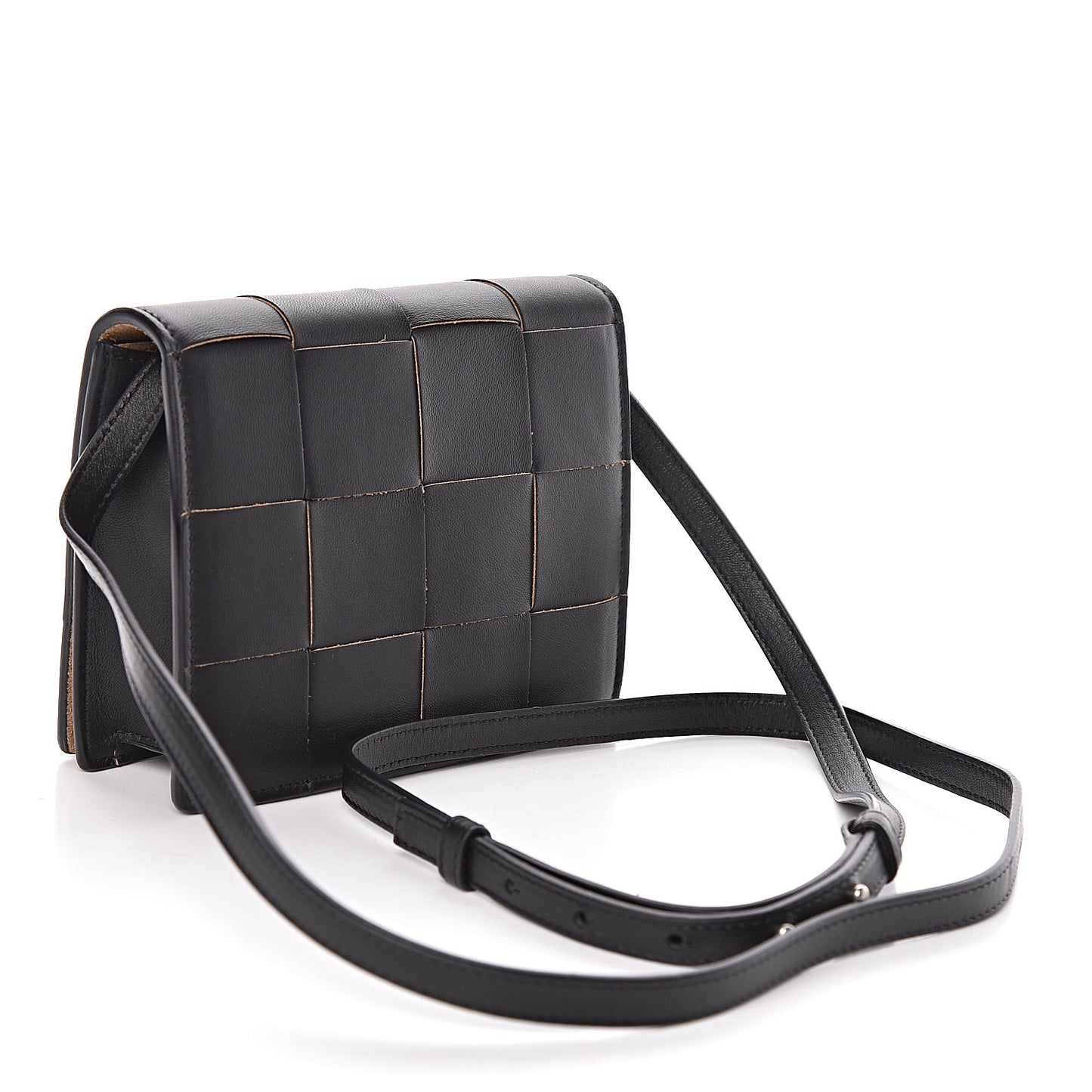 Lambskin Maxi Intrecciato Mini Cassette Crossbody Bag Black