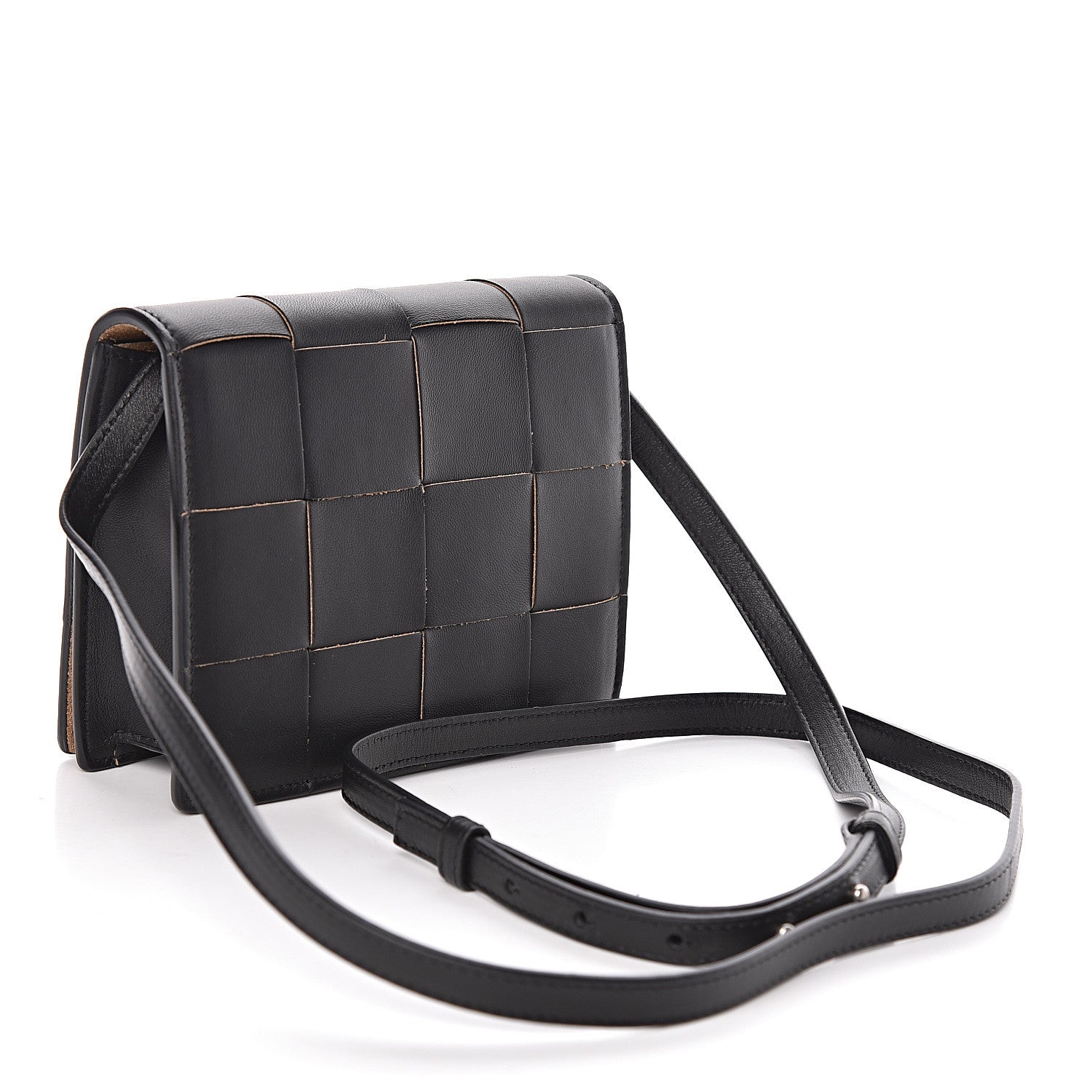 Bottega Veneta Lambskin Maxi Intrecciato Mini Cassette Crossbody Bag Black 3 of 9