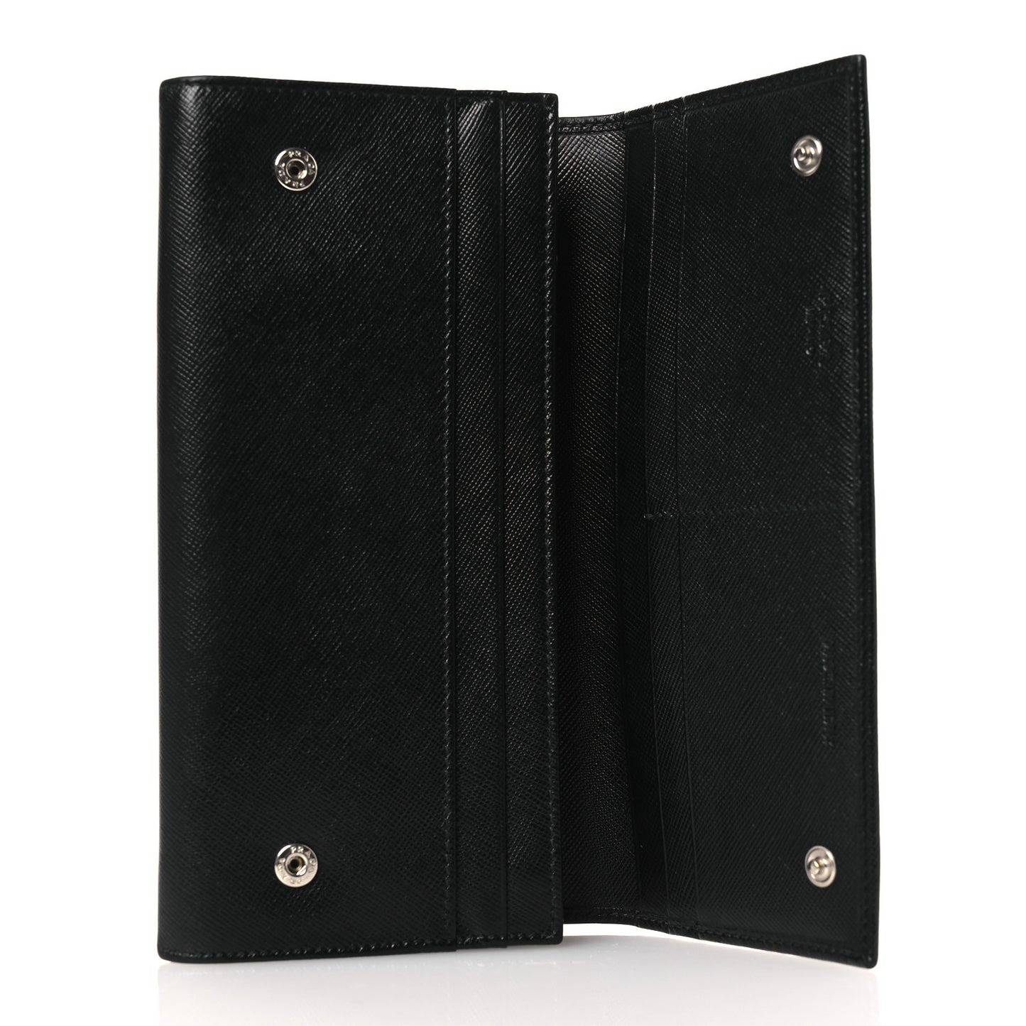 Saffiano Triangle Continental Flap Wallet Black