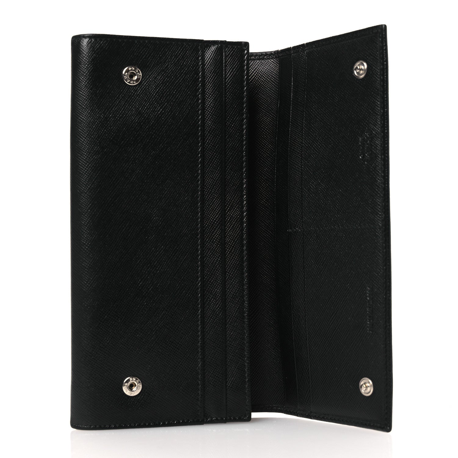 Prada Saffiano Triangle Continental Flap Wallet Black 5 of 8