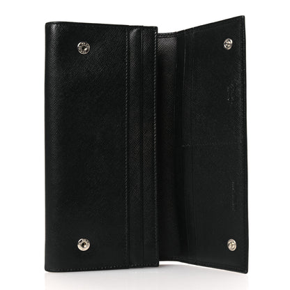 Prada Saffiano Triangle Continental Flap Wallet Black 5 of 8