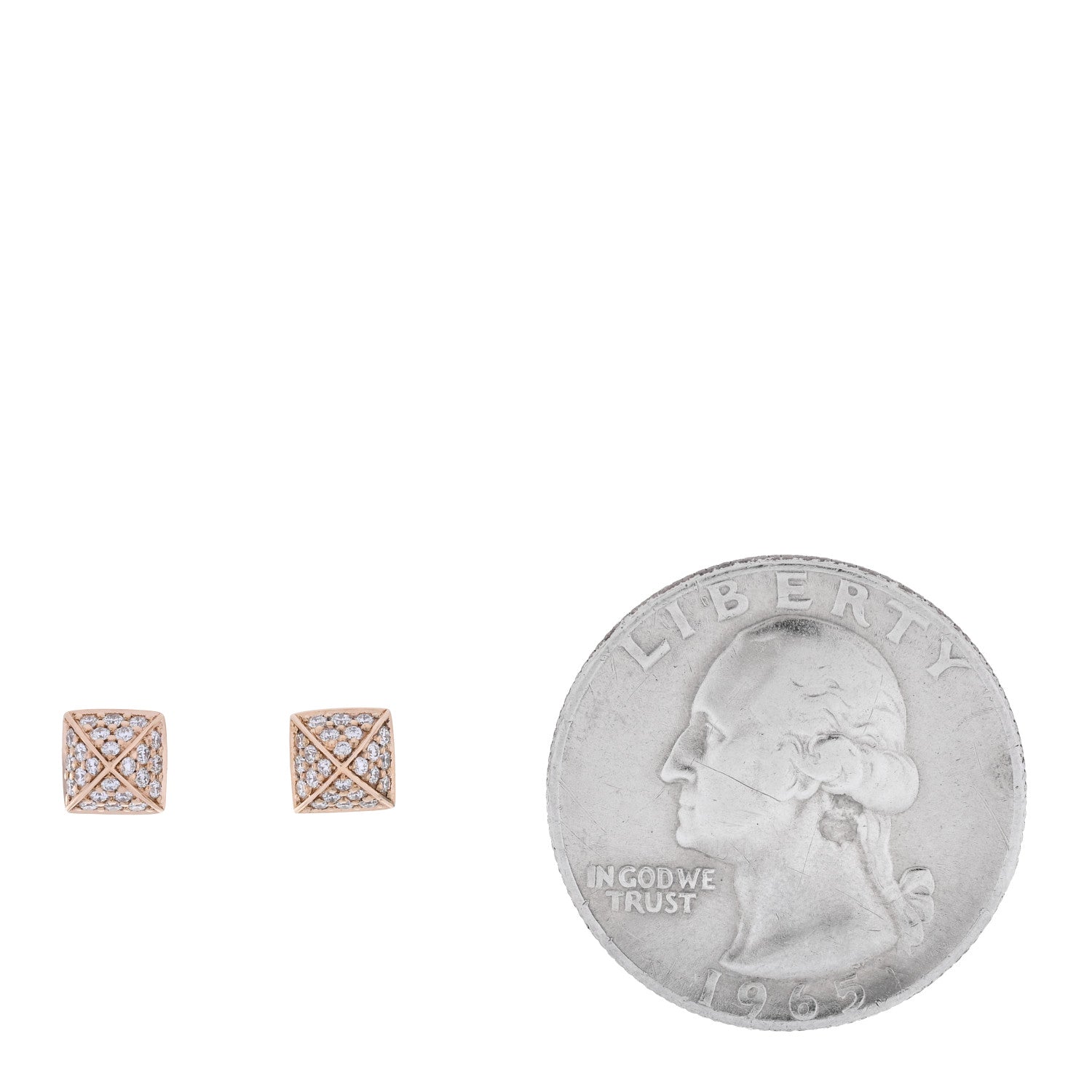 Hermes 18K Rose Gold Diamond Clou d'H Stud Earrings 2 of 6