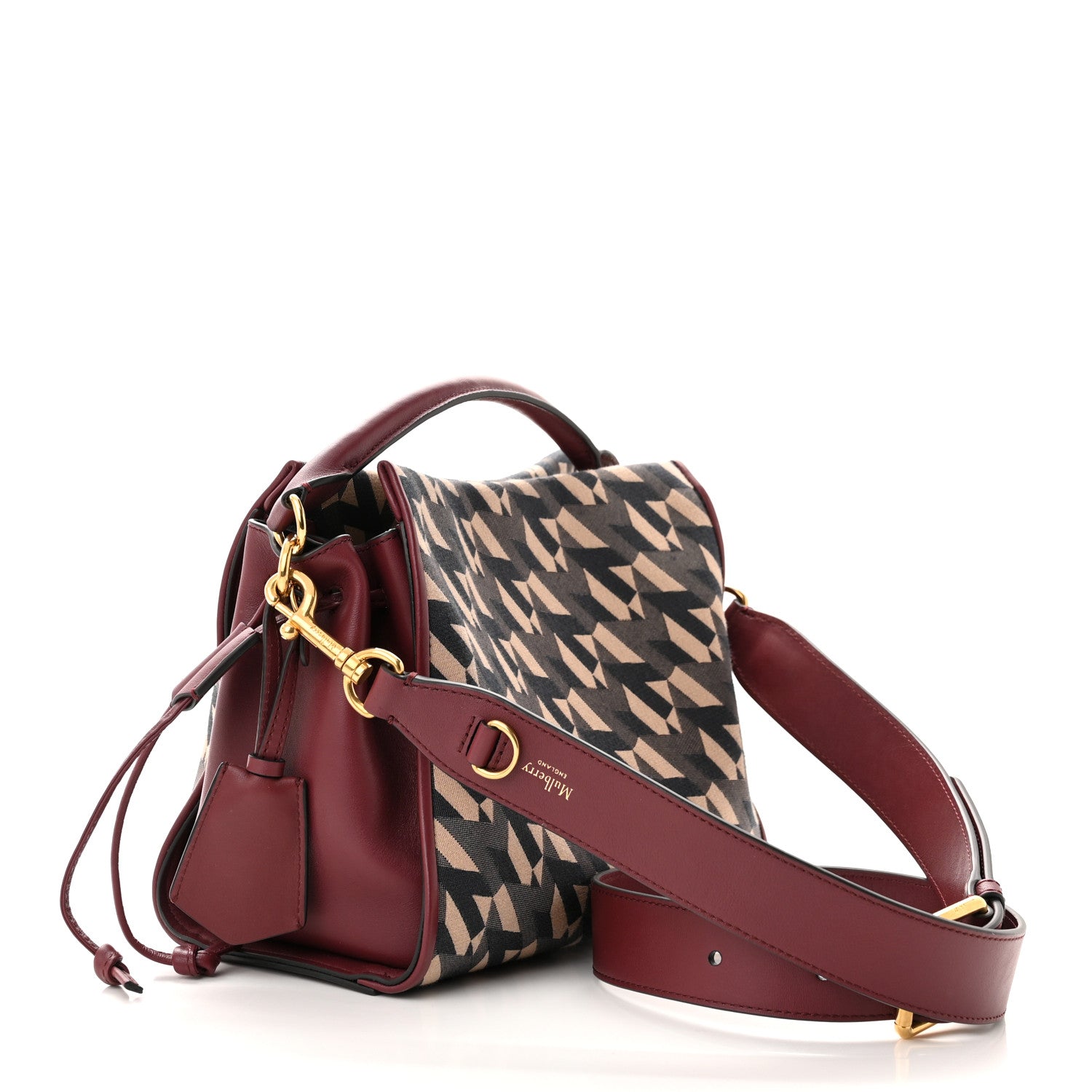 Mulberry Calfskin Canvas Print Small Iris Tote Crimson 3 of 11