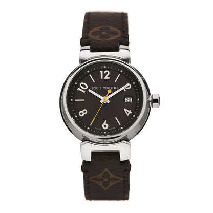 Louis Vuitton Stainless Steel Monogram 28mm Tambour Quartz Watch Brown 1 of 4