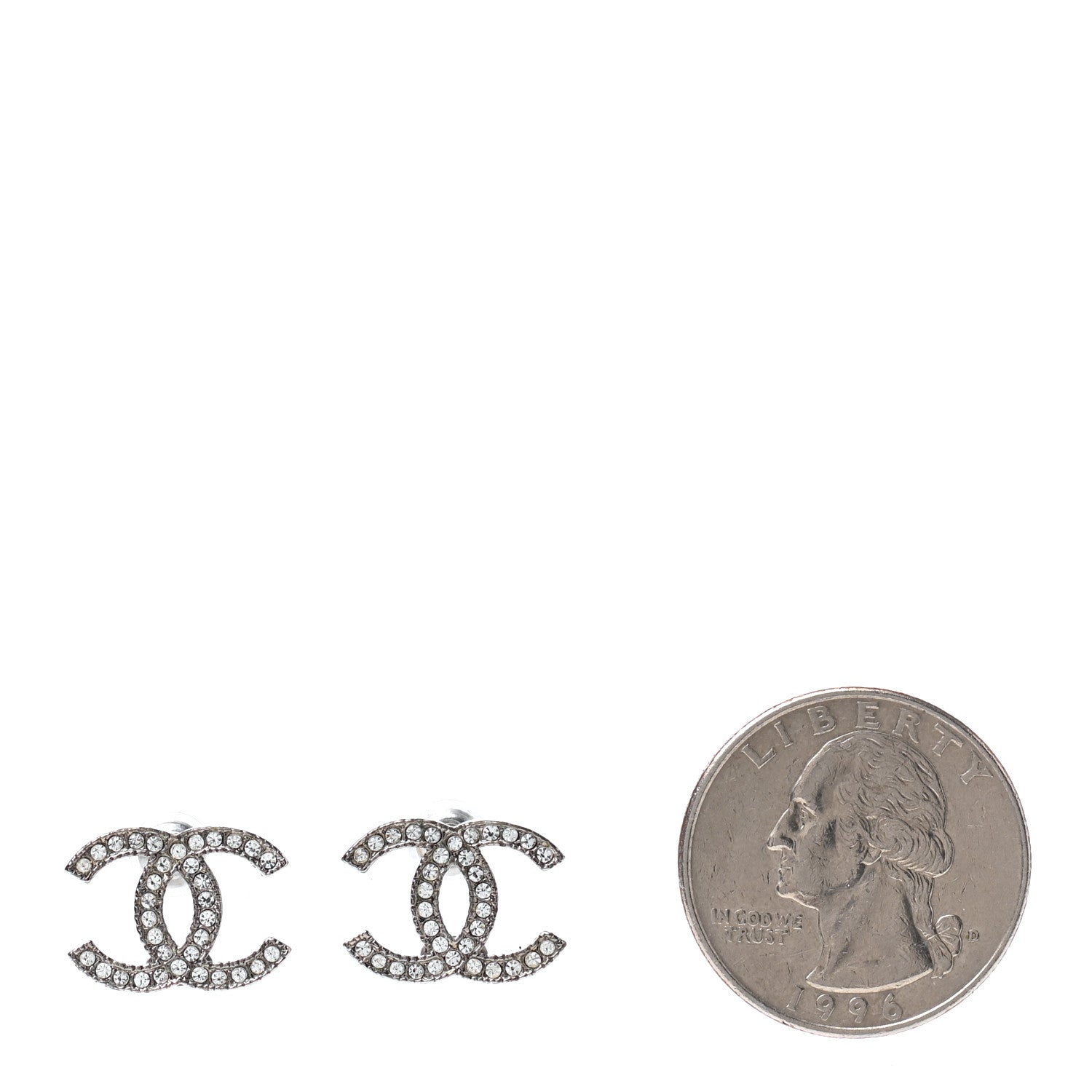 Chanel Crystal CC Earrings Silver 2 of 4
