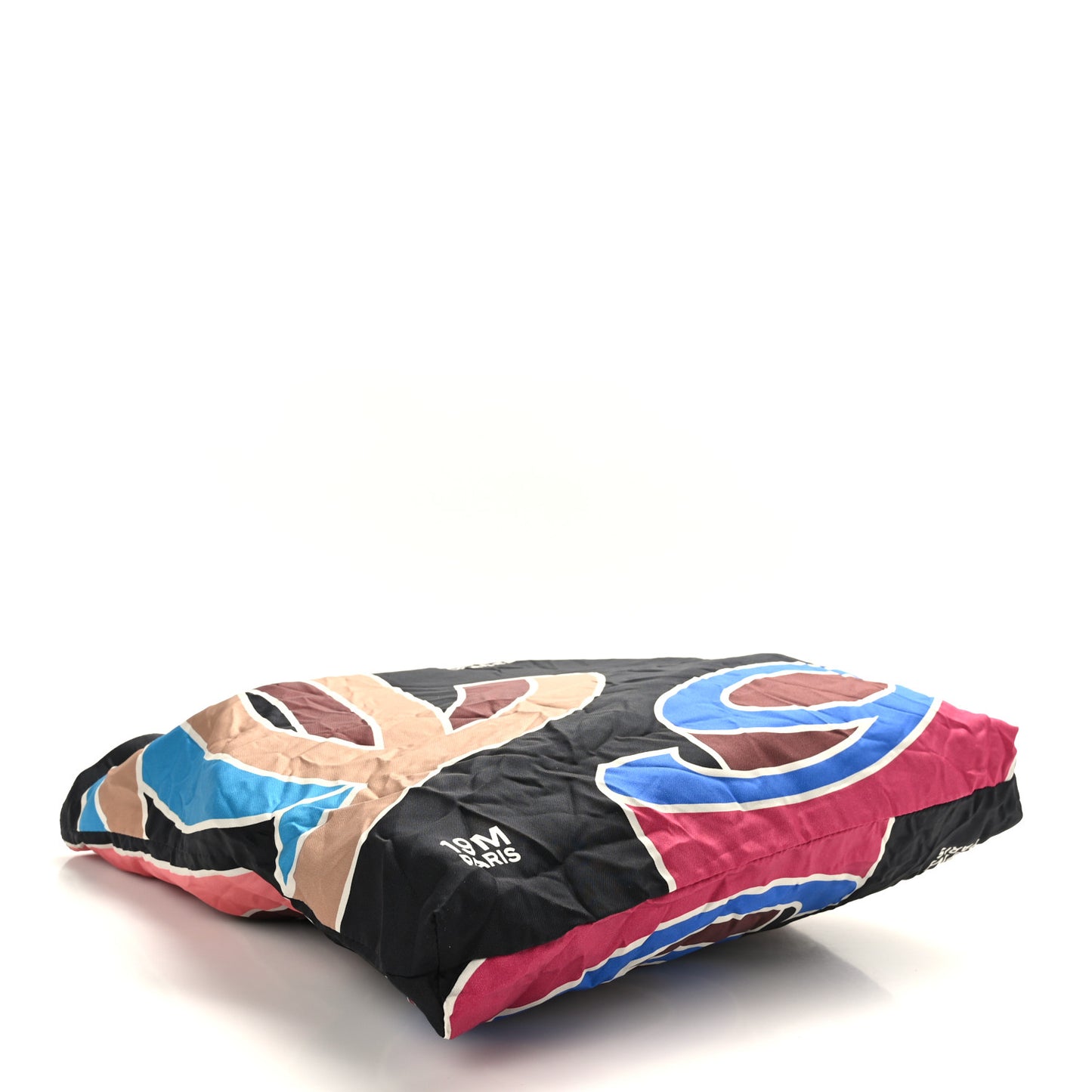 Caviar Fabric Foldable Tote Bag With Chain Black Multicolor