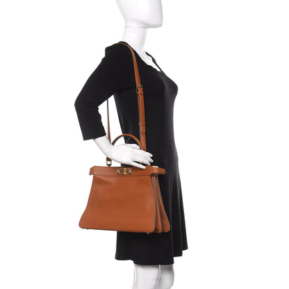 Fendi Vitello Seta Shiny Nappa Medium Peekaboo I SEE U Satchel Brandy Light Rose 2 of 12