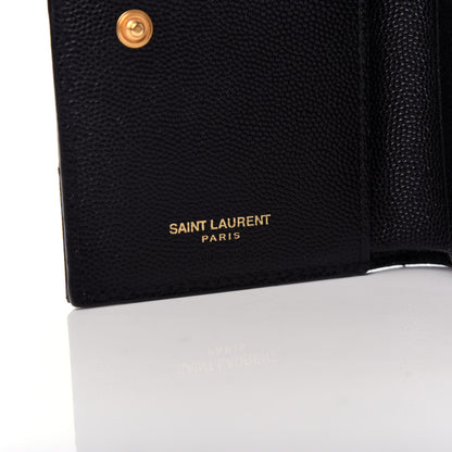 Saint Laurent Grain De Poudre Matelasse Chevron Monogram Zipped Two-Part Wallet Black 6 of 7