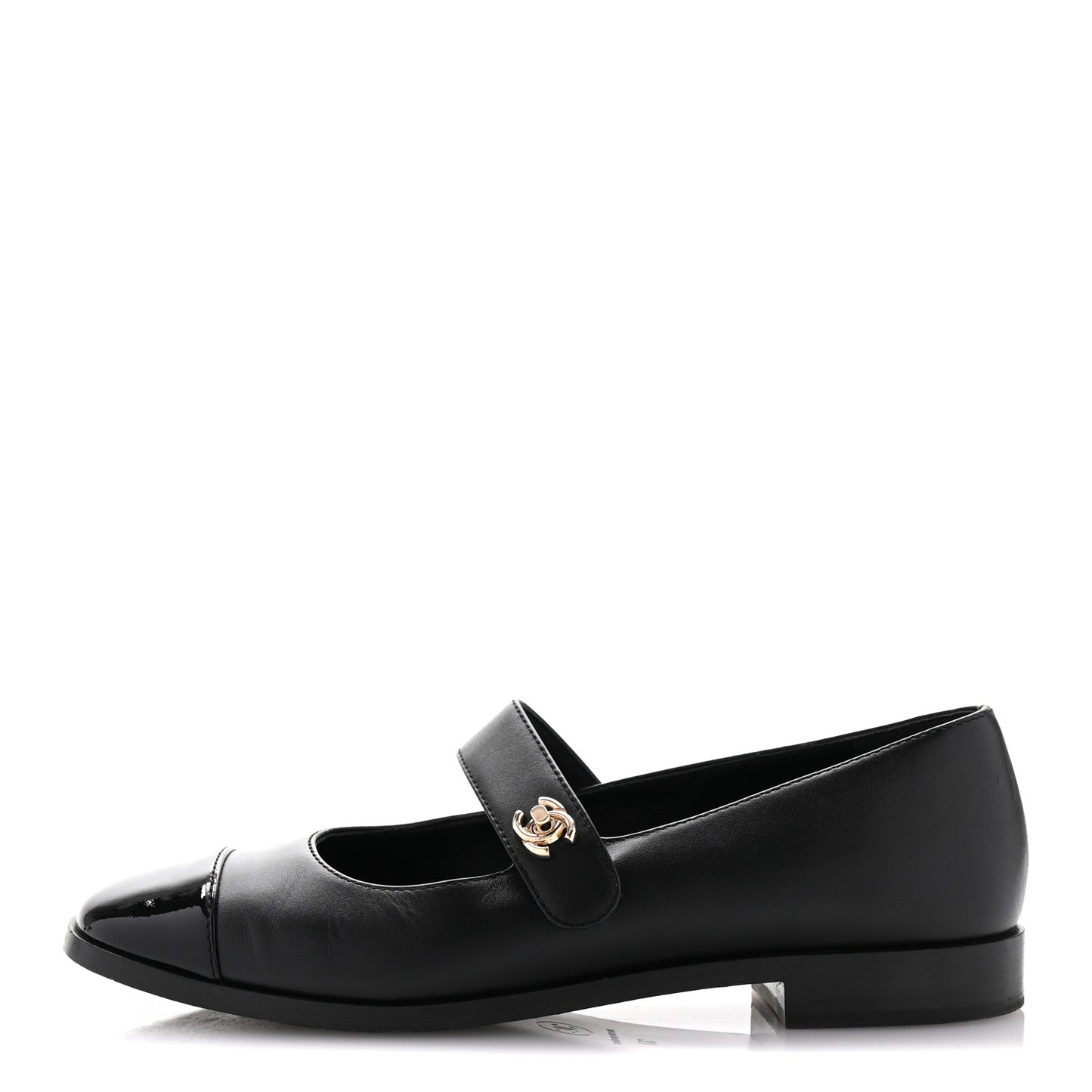 Calfskin Patent Mary Janes Flats 37 Black