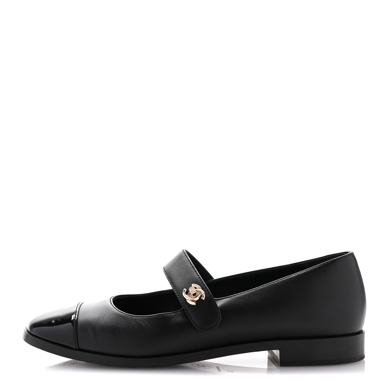 Chanel Calfskin Patent Mary Janes Flats 37 Black 1 of 12