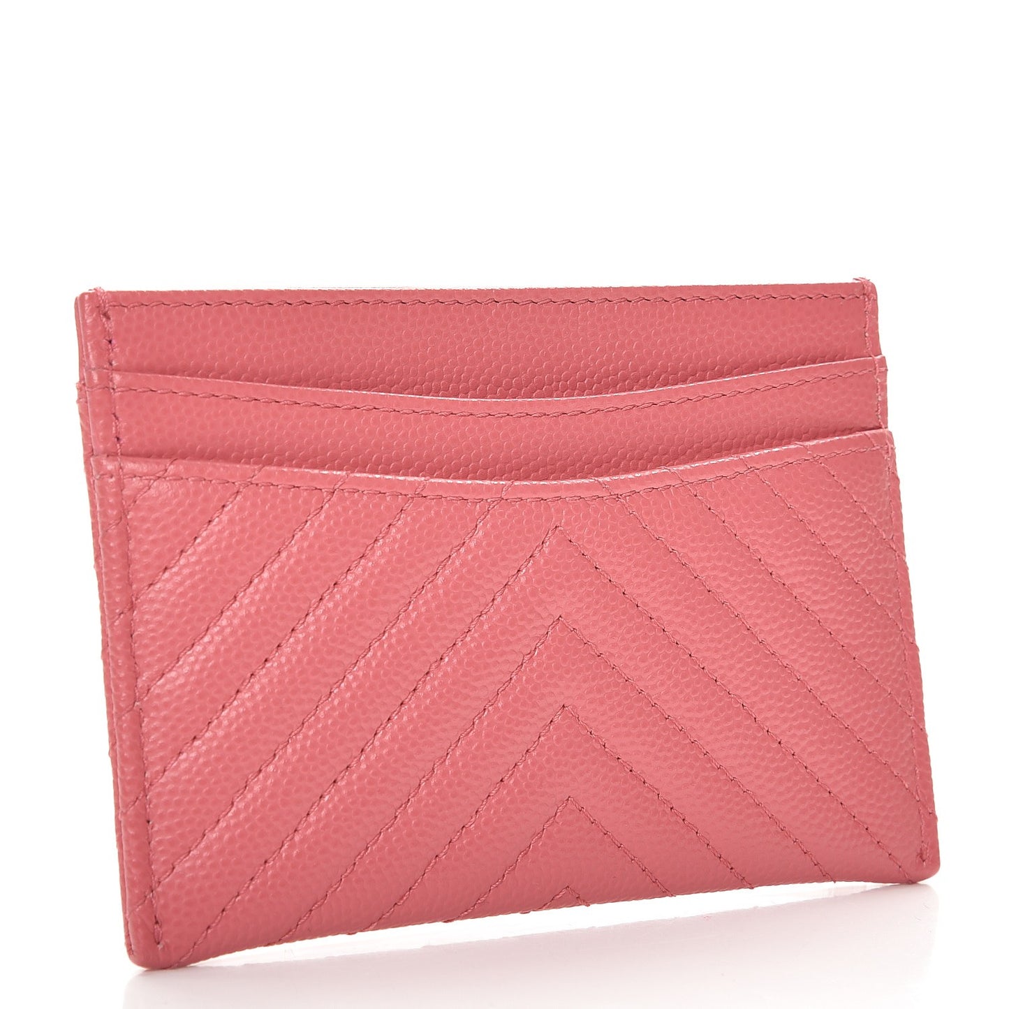 Caviar Chevron Quilted Card Holder Pink