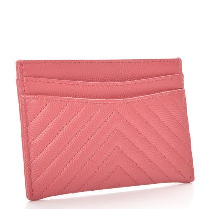 Chanel Caviar Chevron Quilted Card Holder Pink 3 of 8