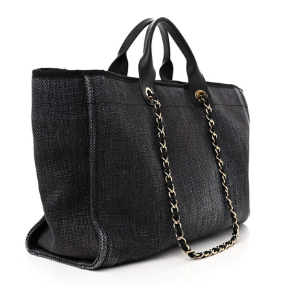 Chanel Woven Straw Raffia Large Deauville Tote Dark Blue 3 of 11