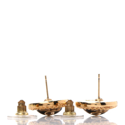 Chanel Resin CC Chain Round Earrings Gold Black 3 of 6