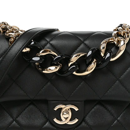 Chanel Lambskin Quilted Resin Bi-Color Chain Flap Bag Black 7 of 10
