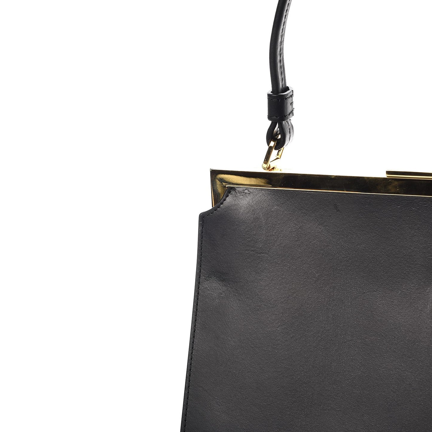 Vegetable Tanned Calfskin Elegant Top Handle Bag Black