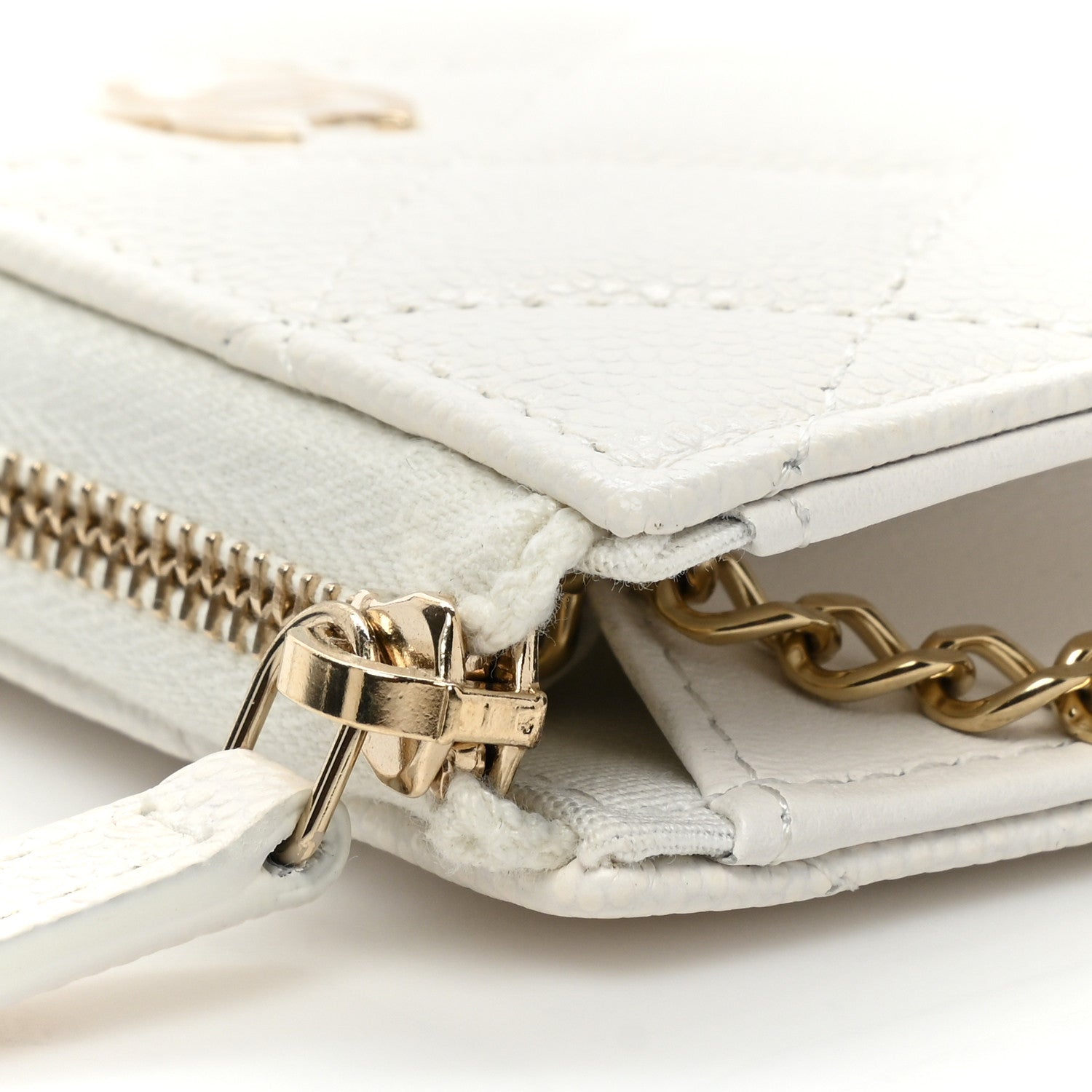 Chanel Caviar Quilted Zipped Key Holder Case White 10 of 12
