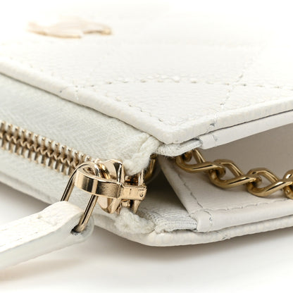 Chanel Caviar Quilted Zipped Key Holder Case White 10 of 12