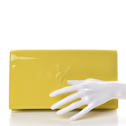 Saint Laurent Patent Calfskin Monogram Large Belle De Jour Clutch Yellow 2 of 9