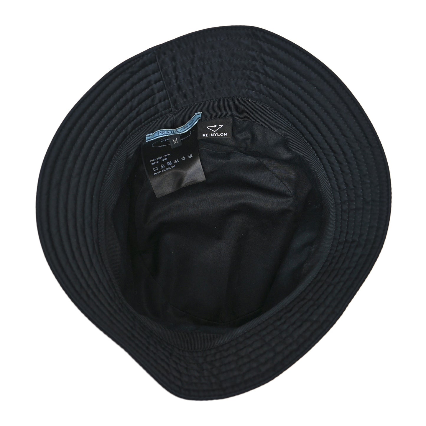 Re-Nylon Metal Triangle Logo Womens Bucket Hat M Black
