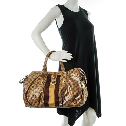 Gucci Crystal Monogram Medium Web Tote Brown 2 of 7