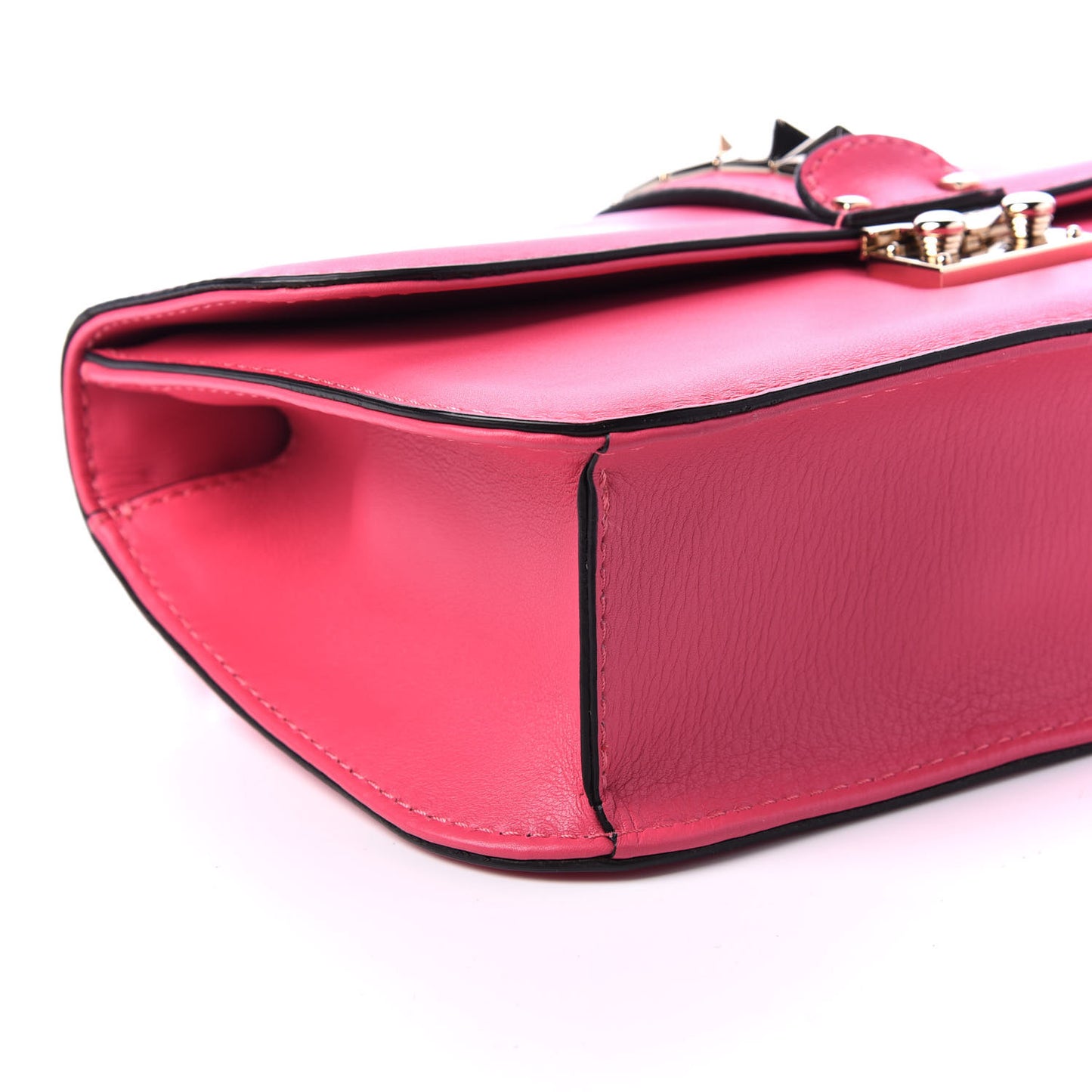 Vitello Medium Glam Lock Rockstud Flap Deep Rose