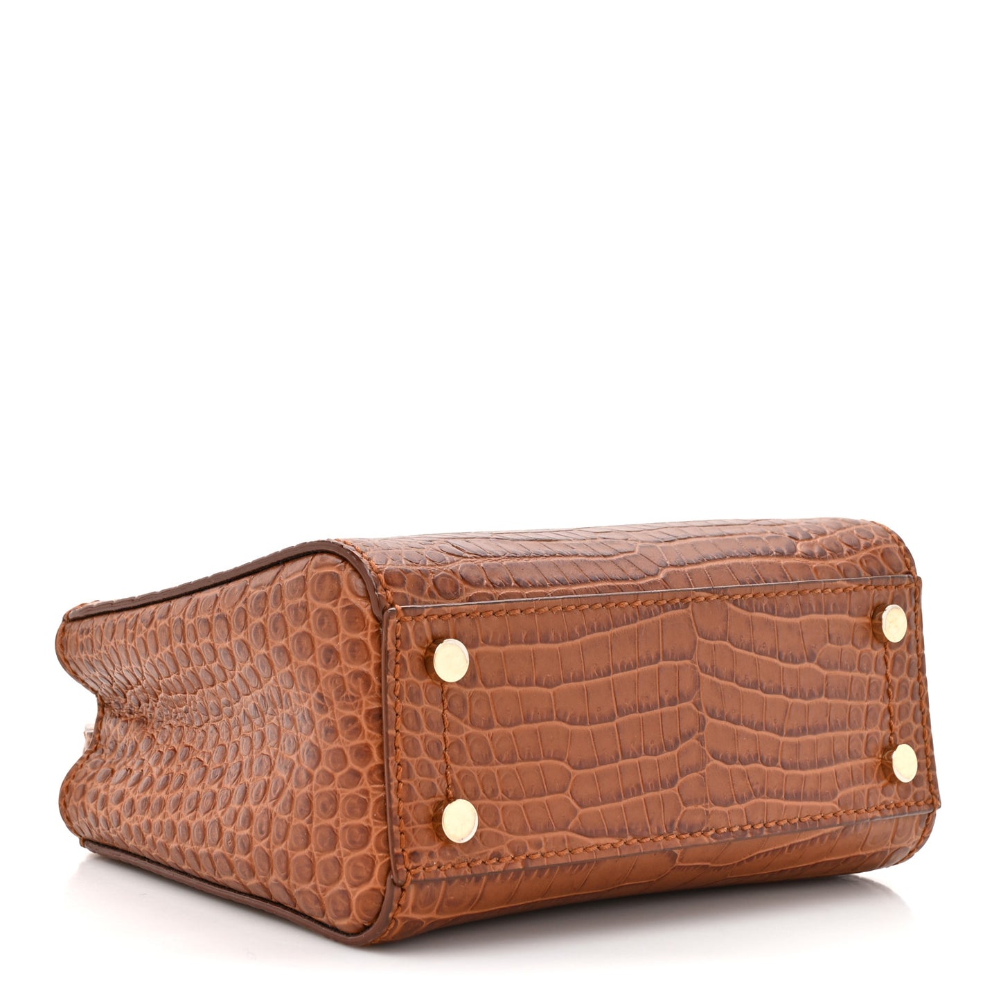 Calfskin Crocodile Embossed Mini Varenne Top Handle Dark