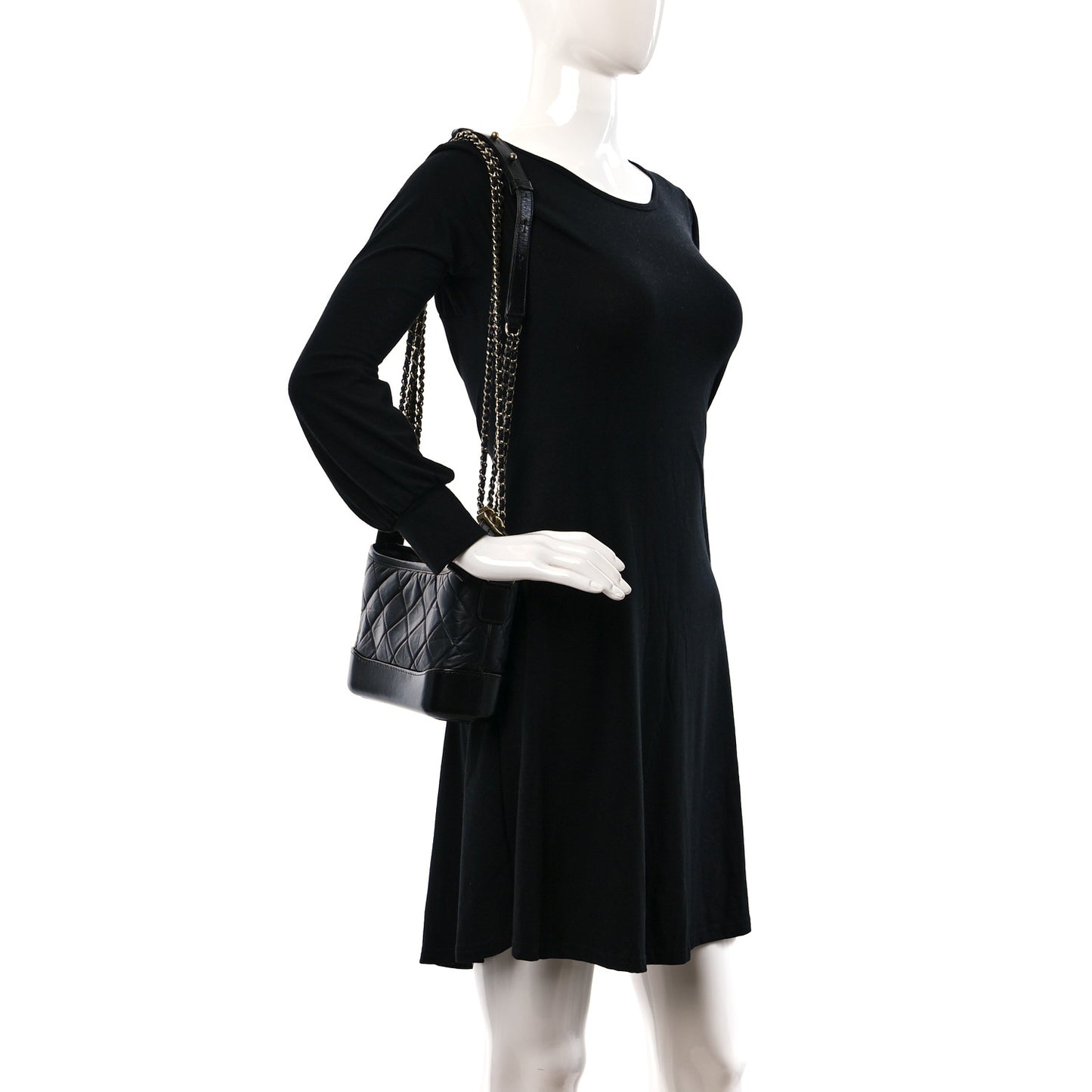 Aged Calfskin Quilted Small Gabrielle Hobo Black