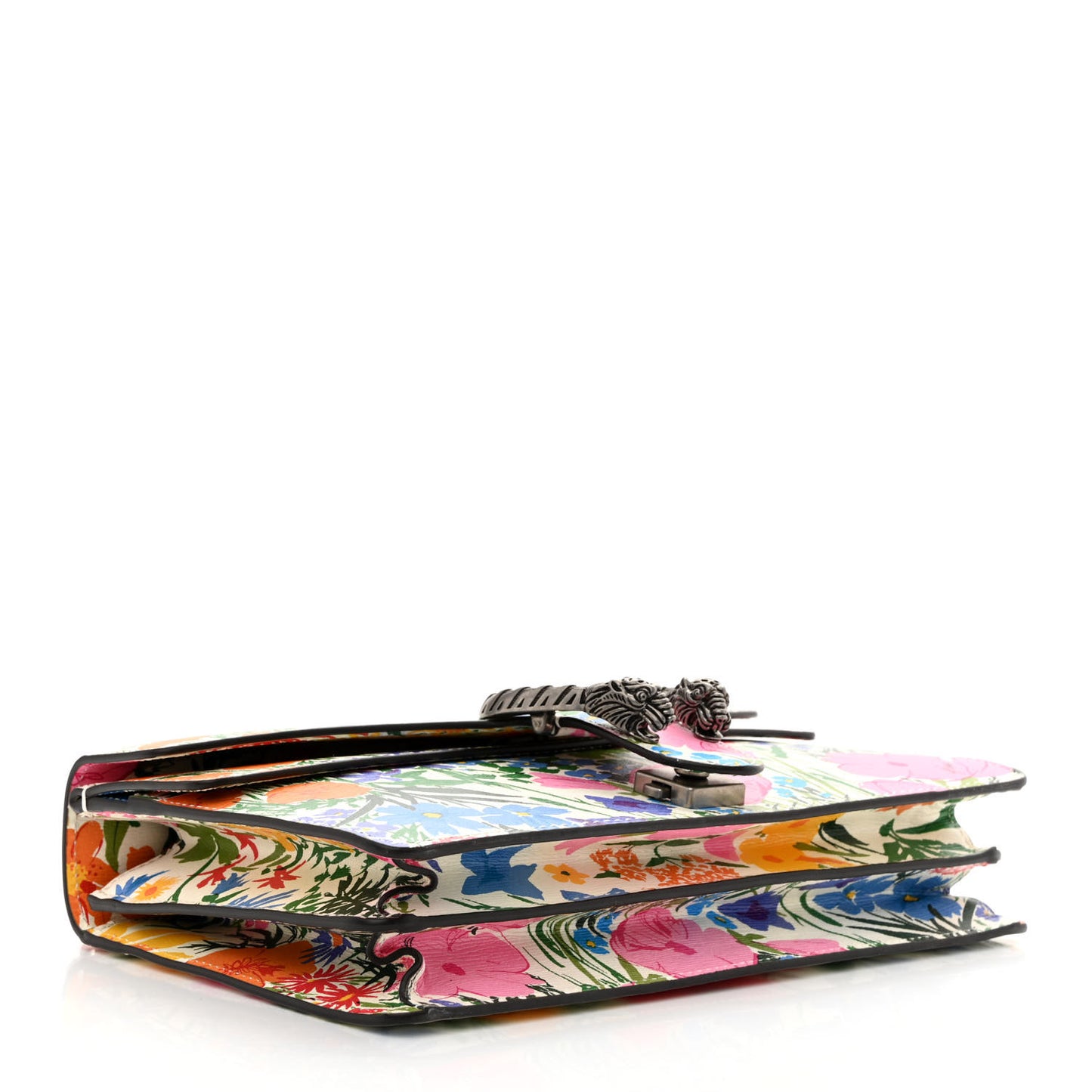 X KEN SCOTT New Shangai Calfskin Jardin D'Avril Floral Print Small Dionysus Shoulder Bag Ivory Pink