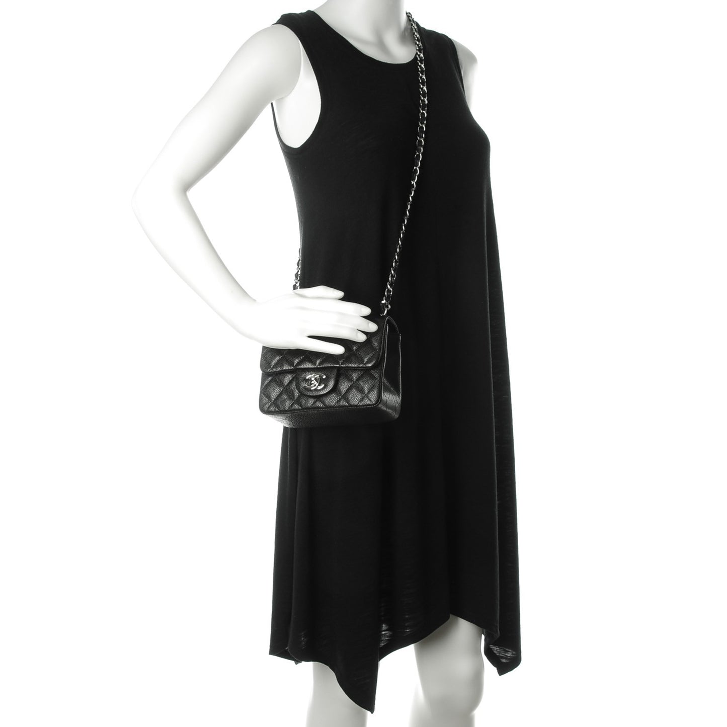 Caviar Quilted Mini Square Flap Black