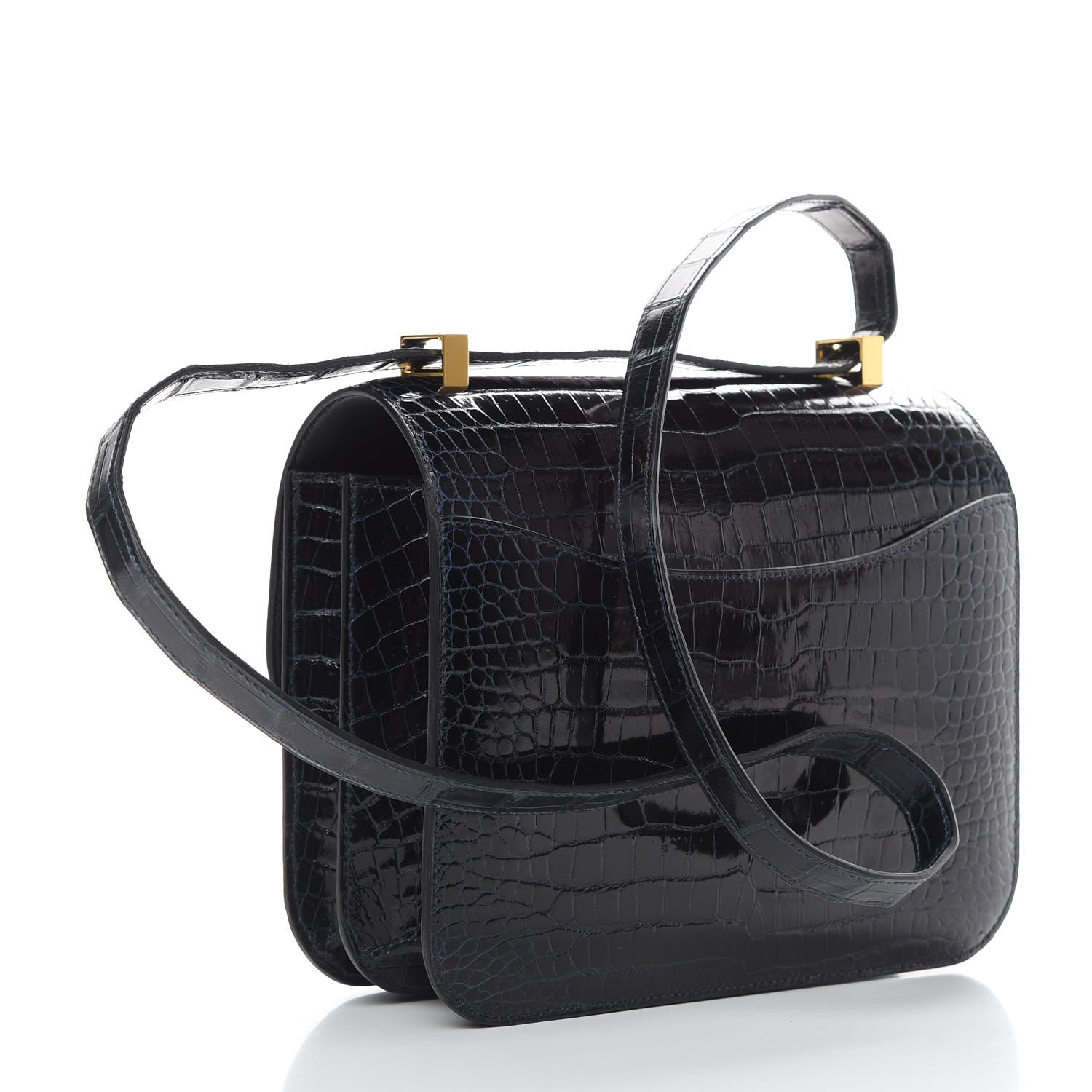 Hermes Shiny Porosus Crocodile Constance 24 Bleu Marine 3 of 11