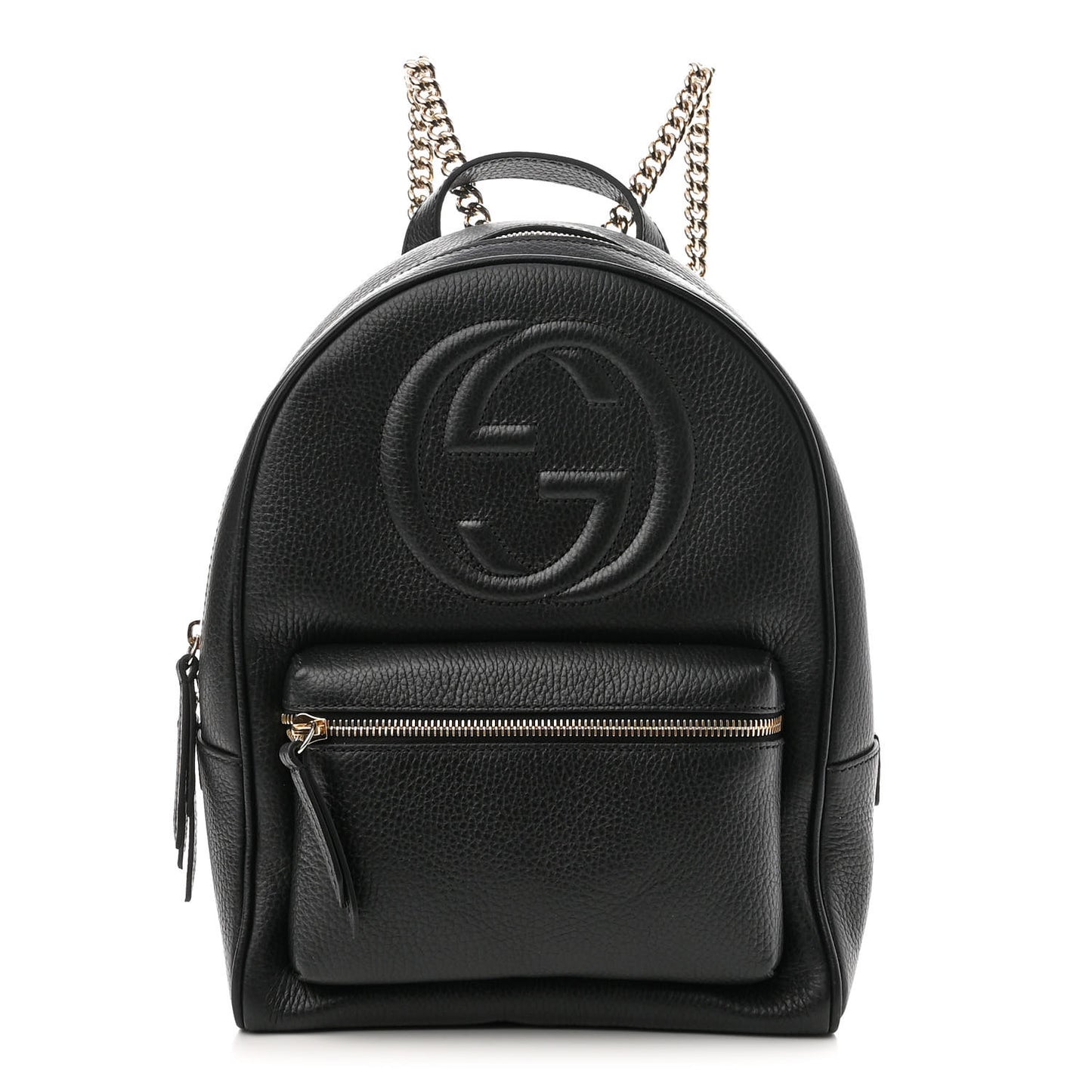 Pebbled Calfskin Soho Chain Backpack Black