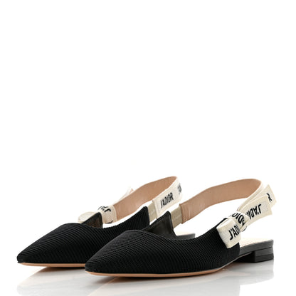 Christian Dior Technical Canvas Ribbon J'Adior Slingback Ballet Flats 36.5 Black 3 of 8