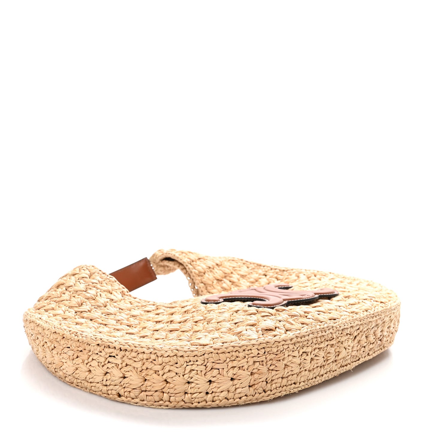 Raffia Calfskin Triomphe Panier Hobo Bag Natural Tan