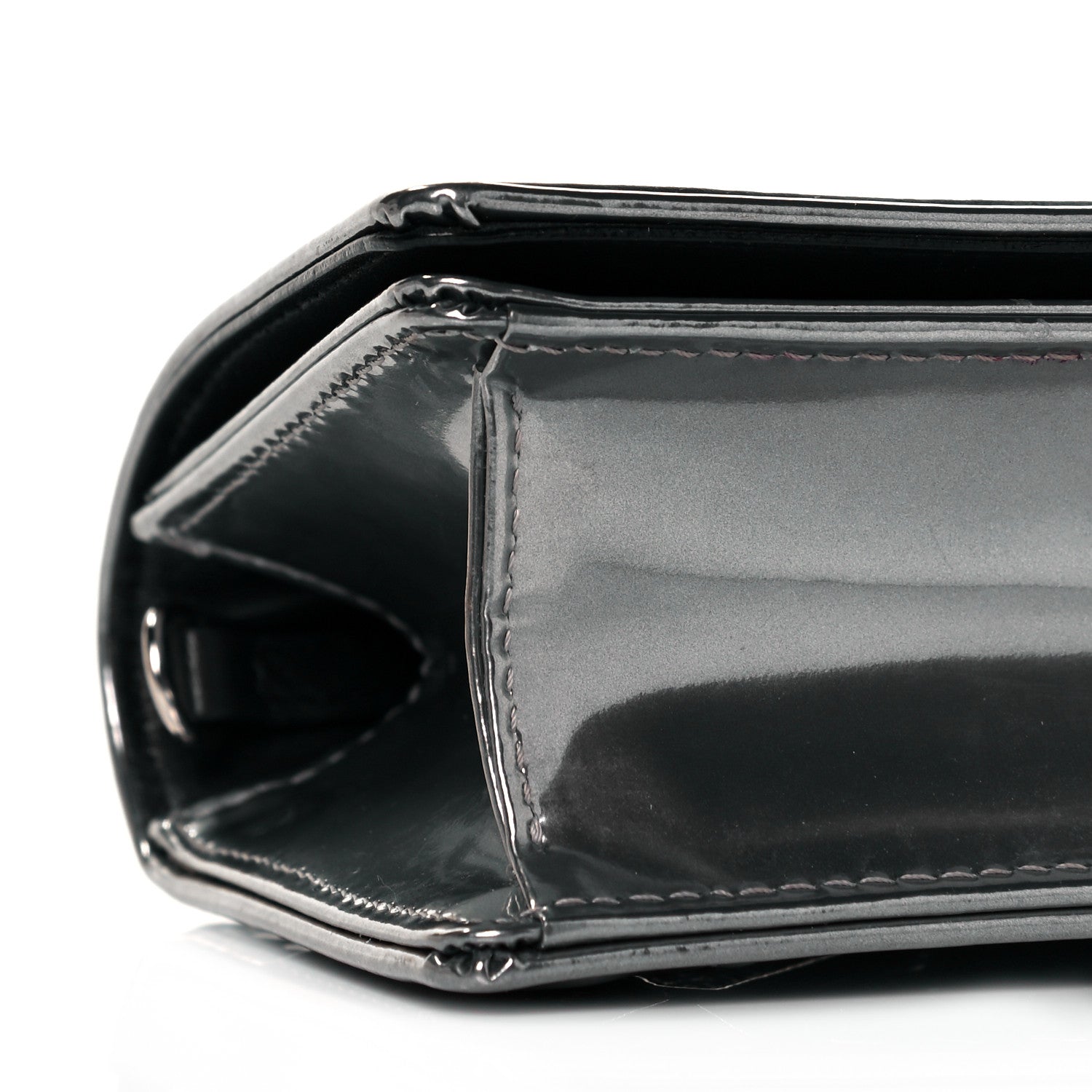 Christian Dior Metallic Patent Micro-Cannage Baby Diorama Flap Bag Silver 7 of 8