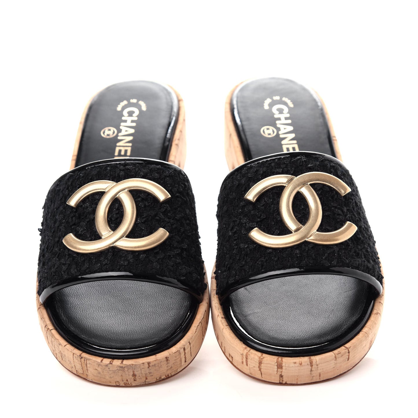 Tweed Cork CC Mule Sandal 40 Black