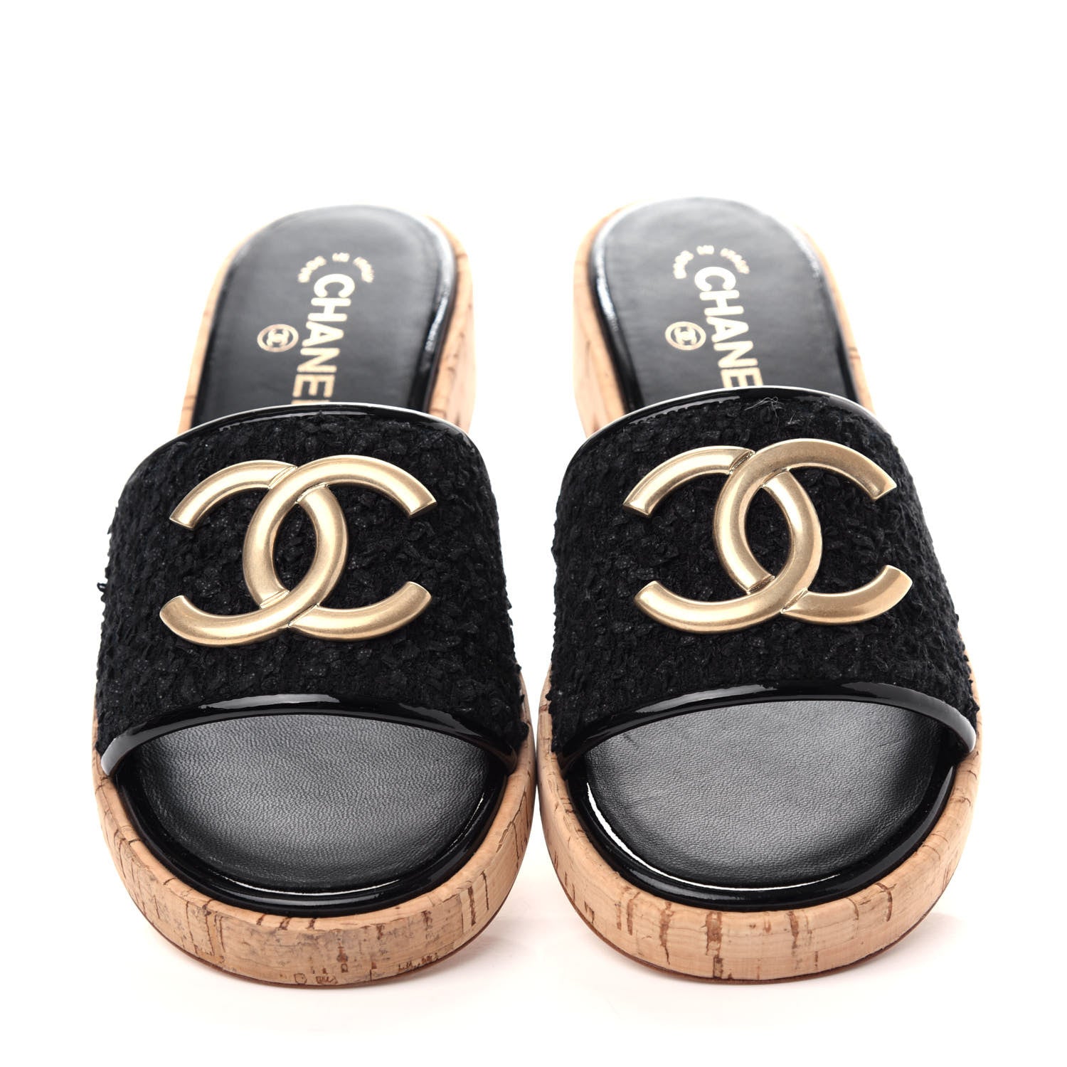 Chanel Tweed Cork CC Mule Sandal 40 Black 5 of 11