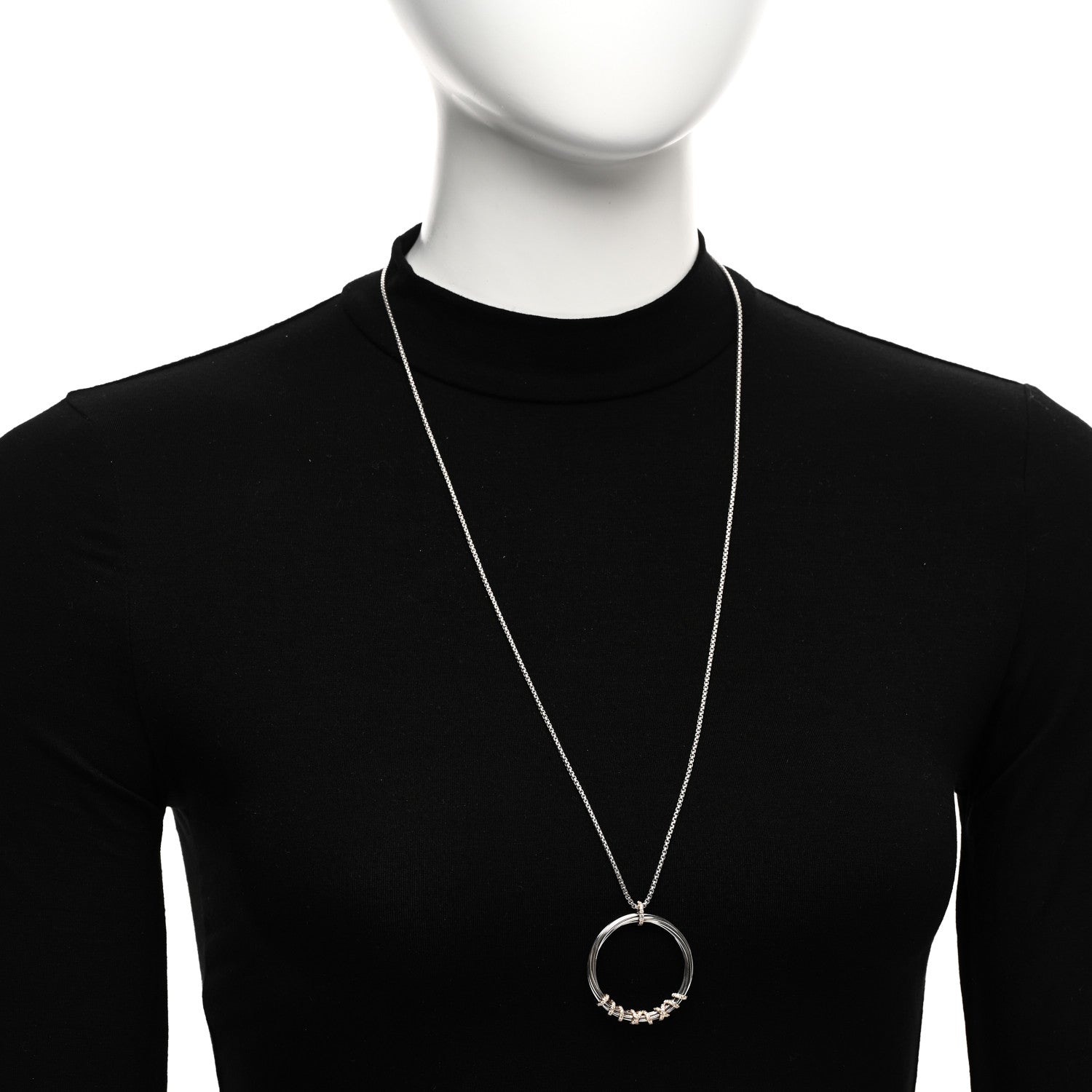 David Yurman Sterling Silver 18K Yellow Gold Diamond Helena Necklace 2 of 4