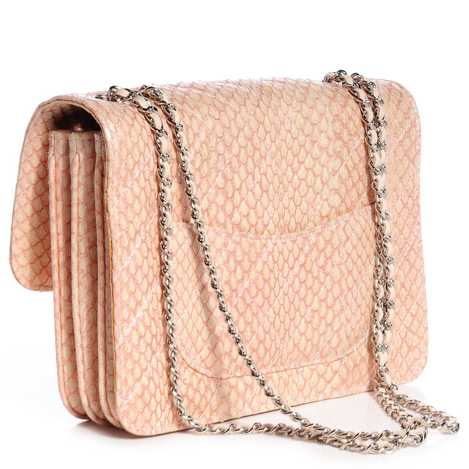Chanel Snakeskin Clam's Pocket Medium Flap Light Pink 3 of 8