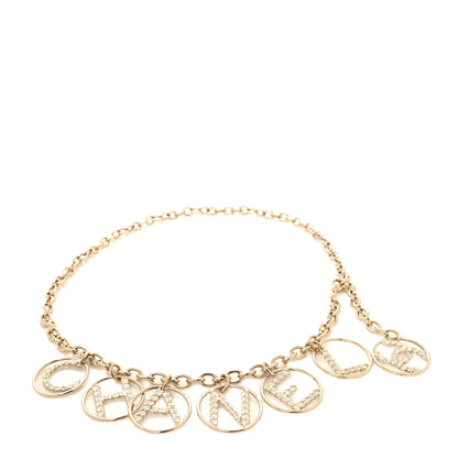 Chanel Metal Strass Crystal Chain Logo Belt Gold 1 of 4