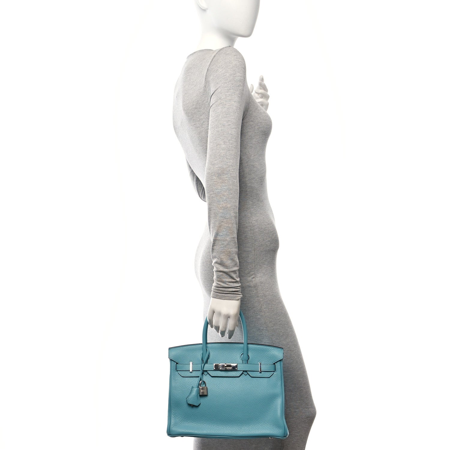 Hermes Taurillon Clemence Birkin 30 Bleu Atoll 2 of 10