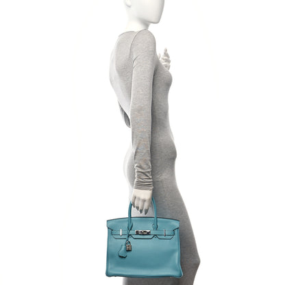 Hermes Taurillon Clemence Birkin 30 Bleu Atoll 2 of 10