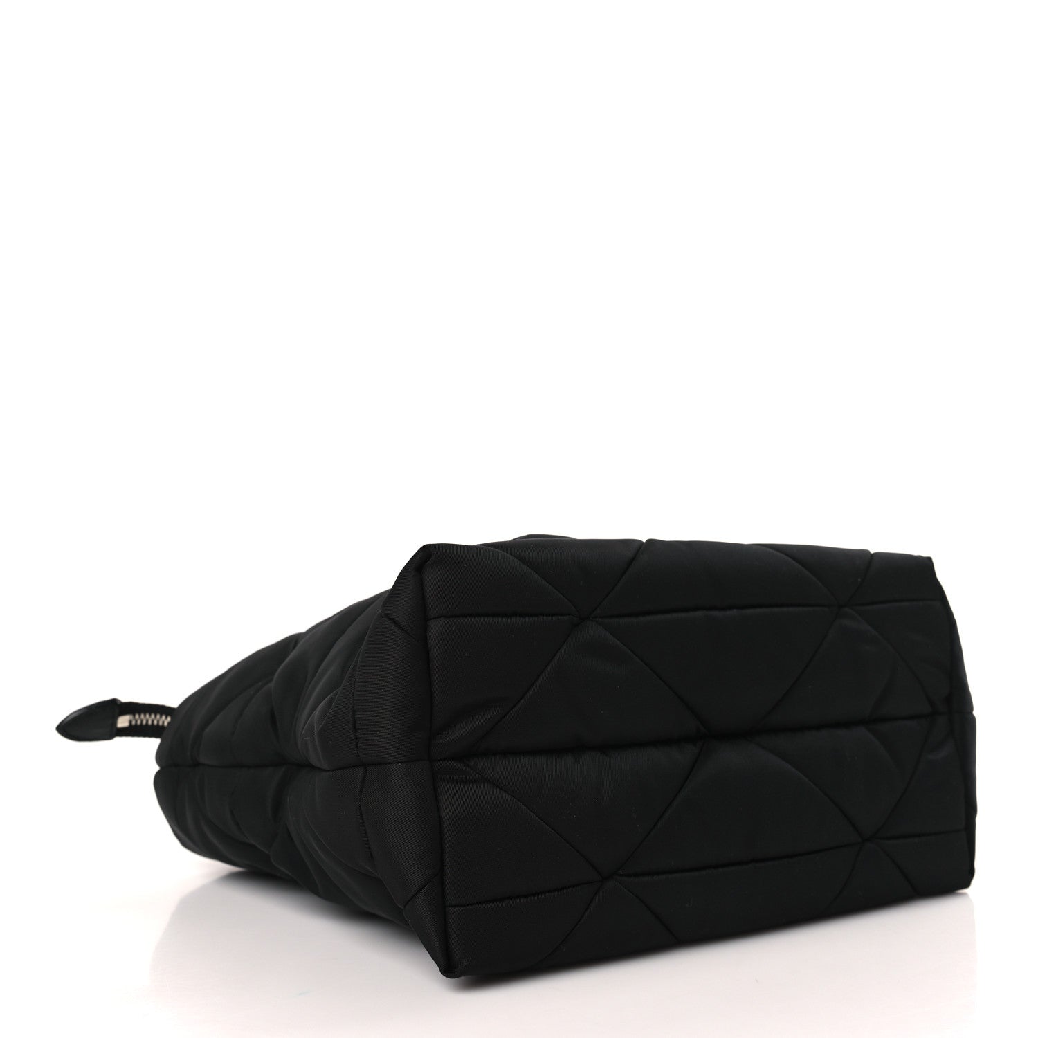 Prada Re-Nylon Nappa Triangle Quilted Padded Double Handled Zip Pocket Tote Black 4 of 9
