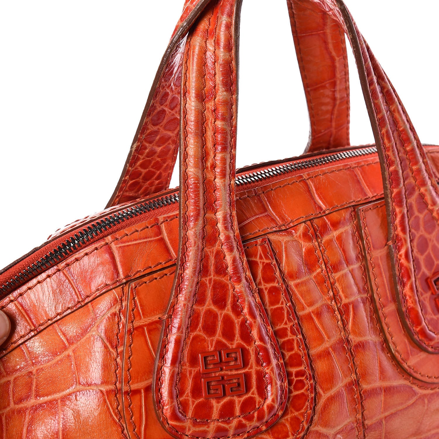 Givenchy Calfskin Crocodile Embossed Medium Nightingale Orange 15 of 22