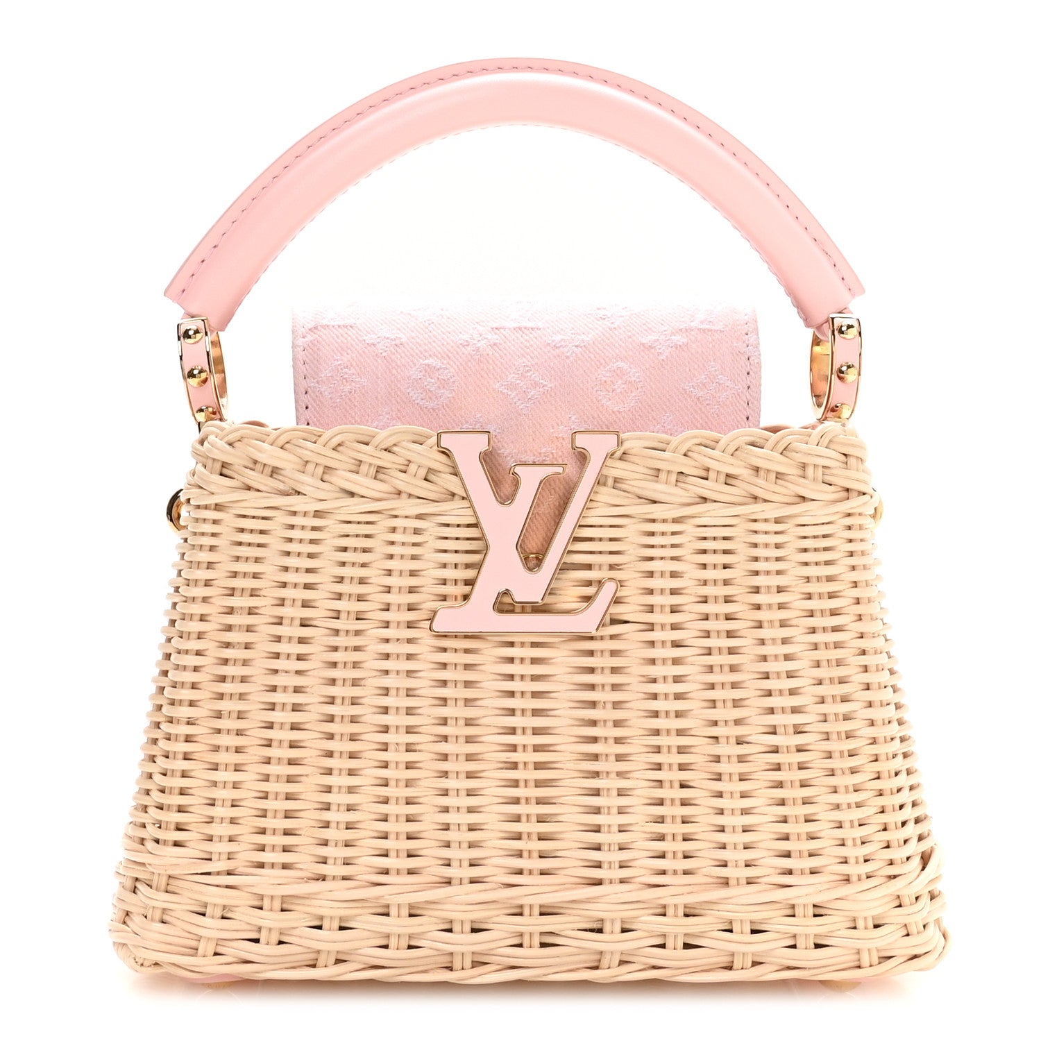 Louis Vuitton Rattan Denim Capucines Mini Washed Pink 2 of 19