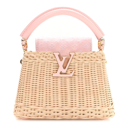 Louis Vuitton Rattan Denim Capucines Mini Washed Pink 2 of 19