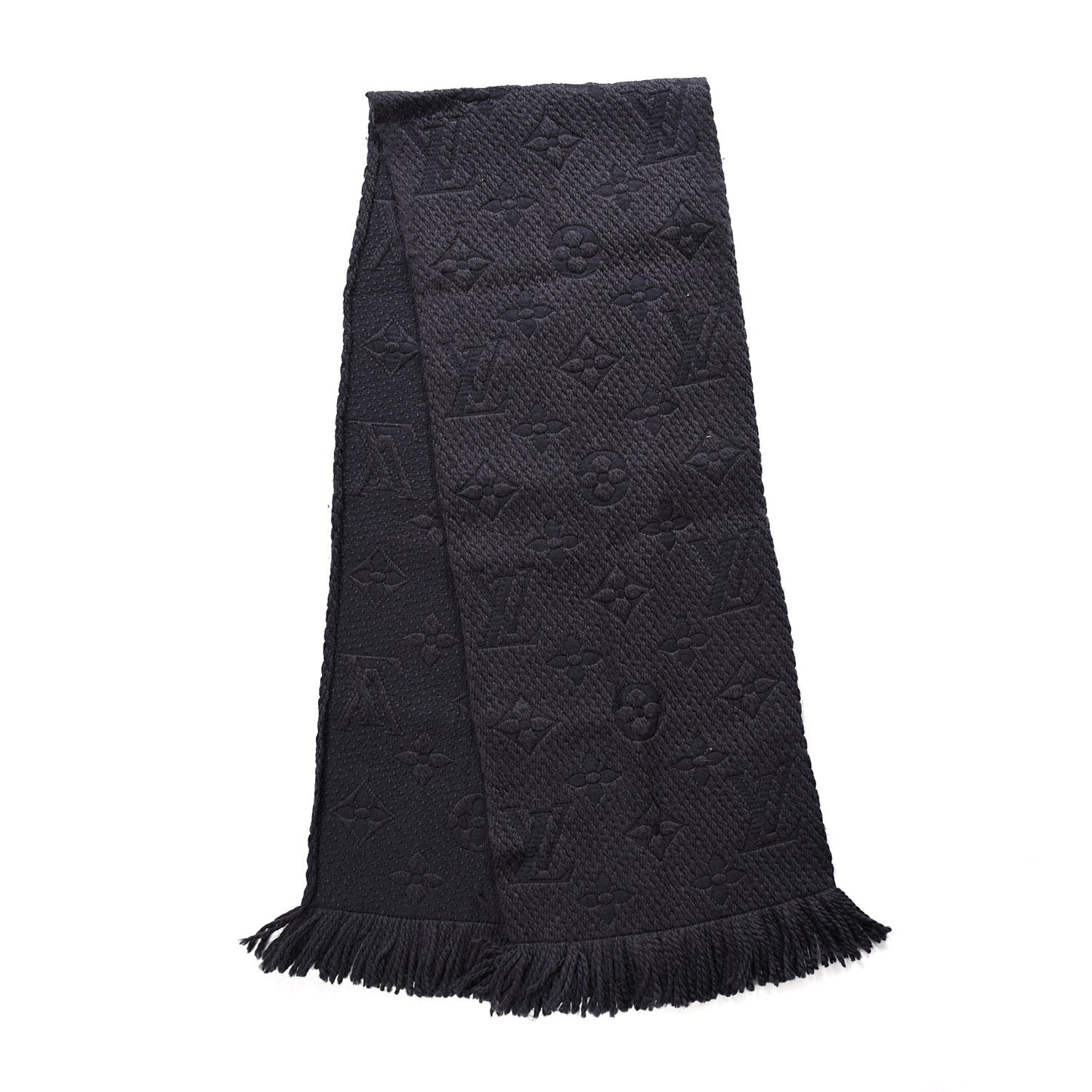 Wool Silk Logomania Scarf Charcoal Grey